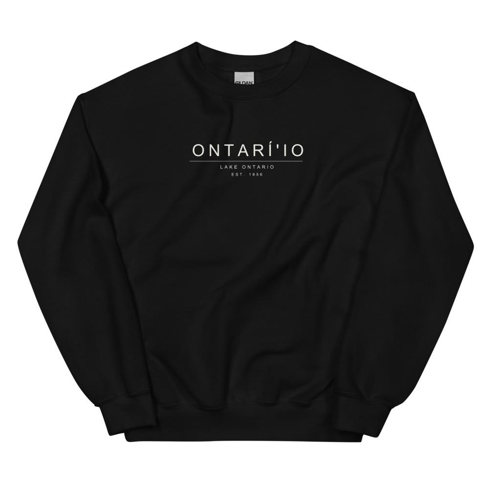 crewneck in Black with the Ontarí'io wordmark