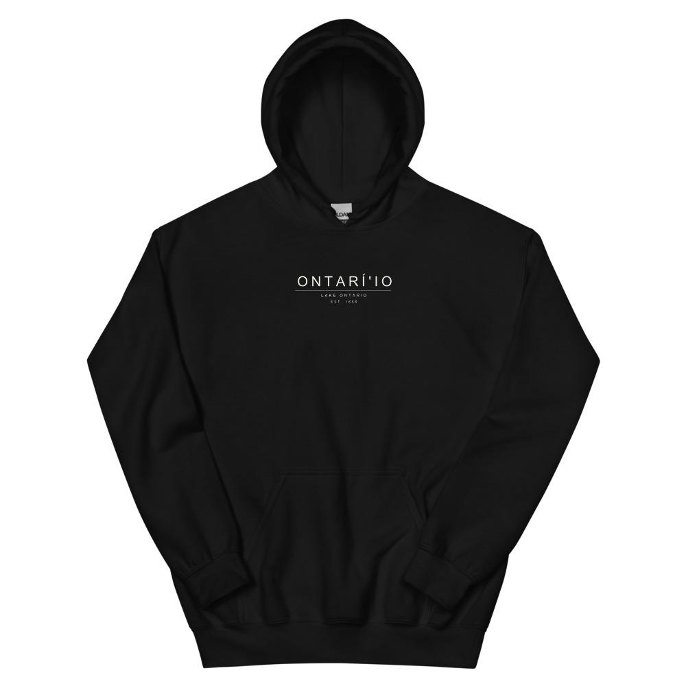 hoodie in Black with the Ontarí'io wordmark